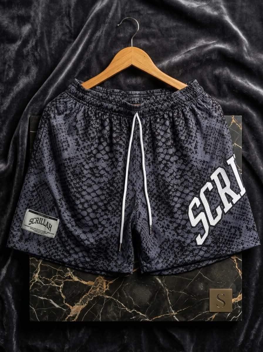 Snake skin mesh short